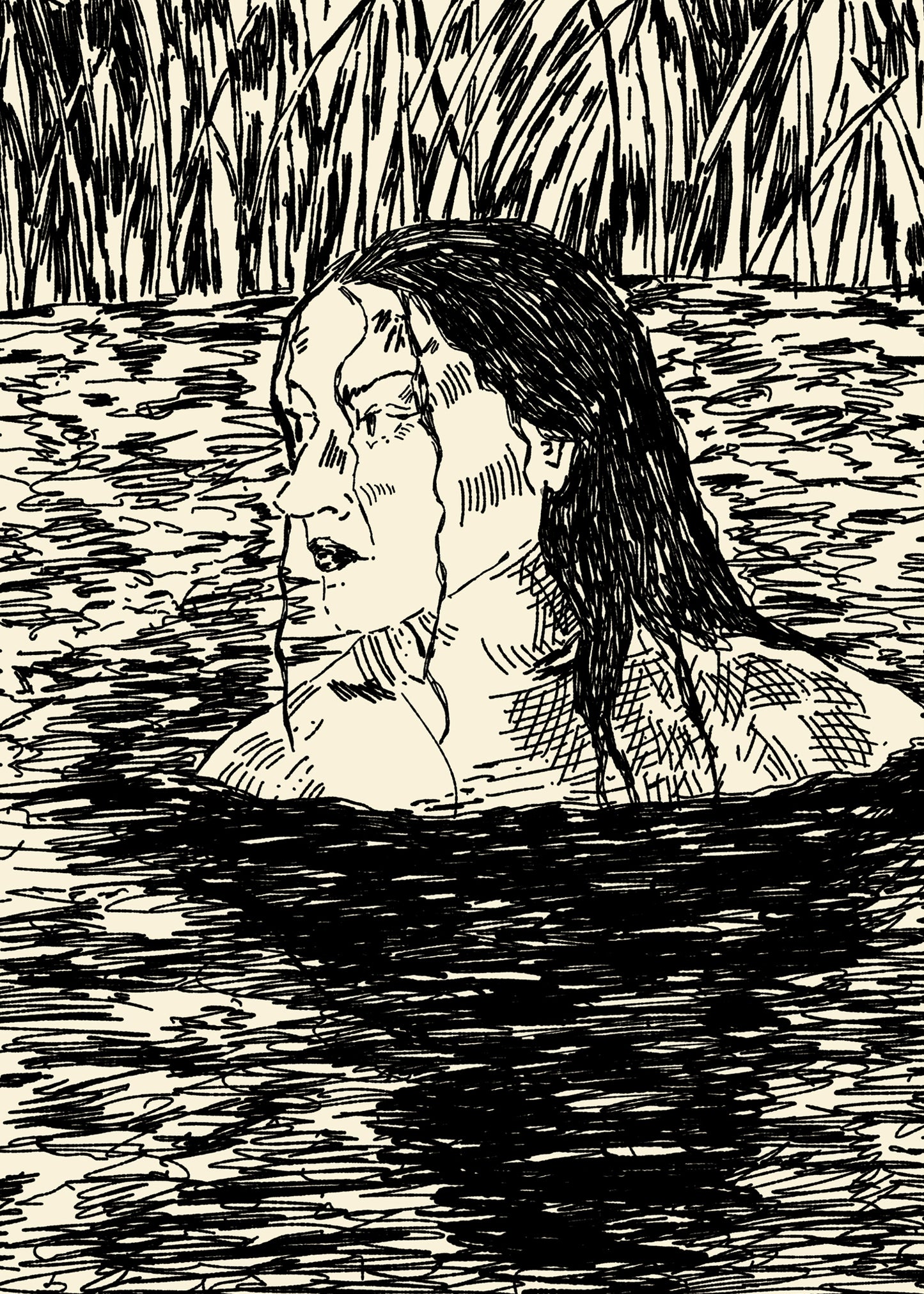 The girl in the swamp - Mini Print