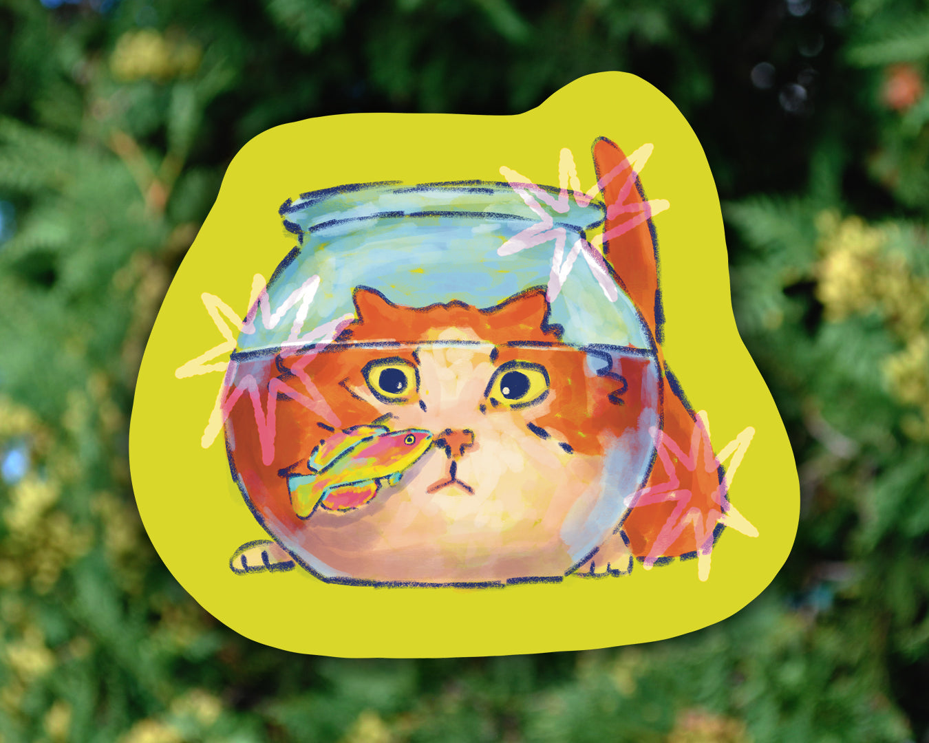 Cat & Fish Tank - Vinyl Sticker