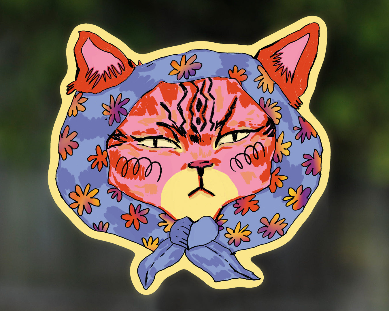 Cat With Scarf - Vinyl Sticker