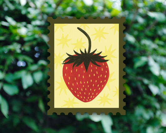 Strawberry Stamp - Vinyl Sticker