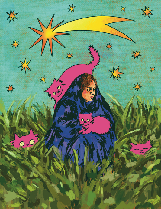 A Lady and Cats - Print
