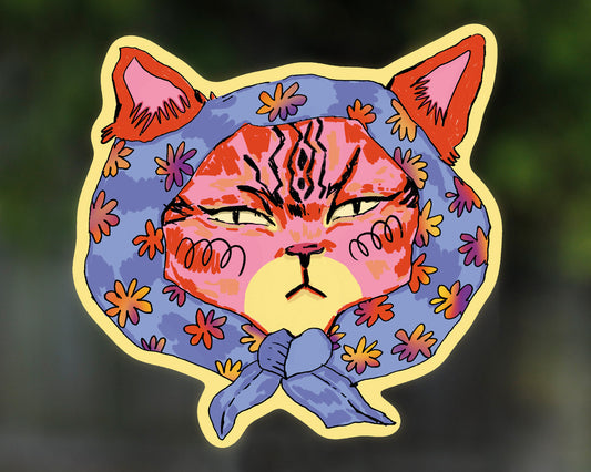 Cat With Scarf - Vinyl Sticker