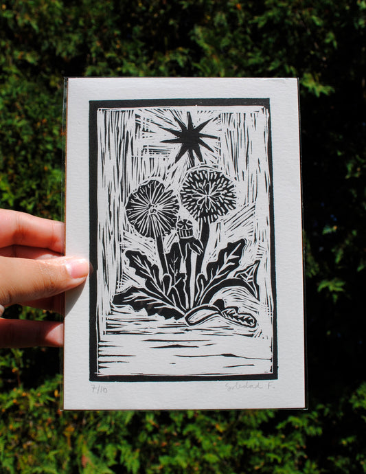 Dandelion - Linocut Print