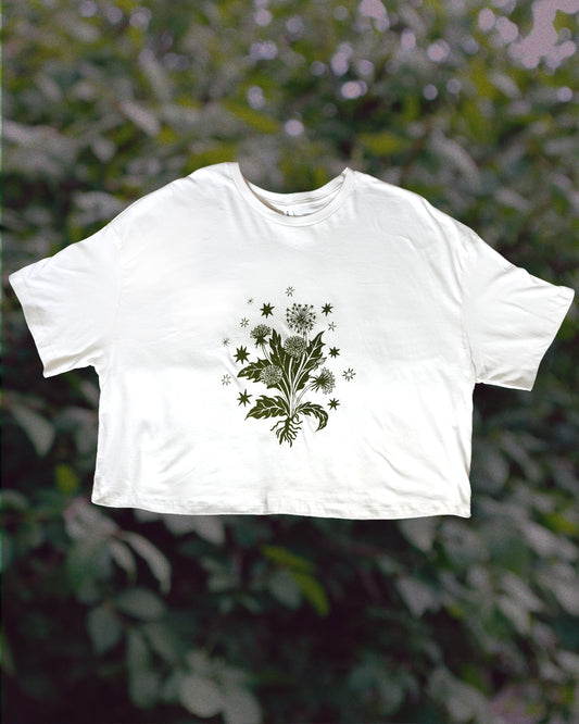 Dandelion - White Jersey Crop Tee