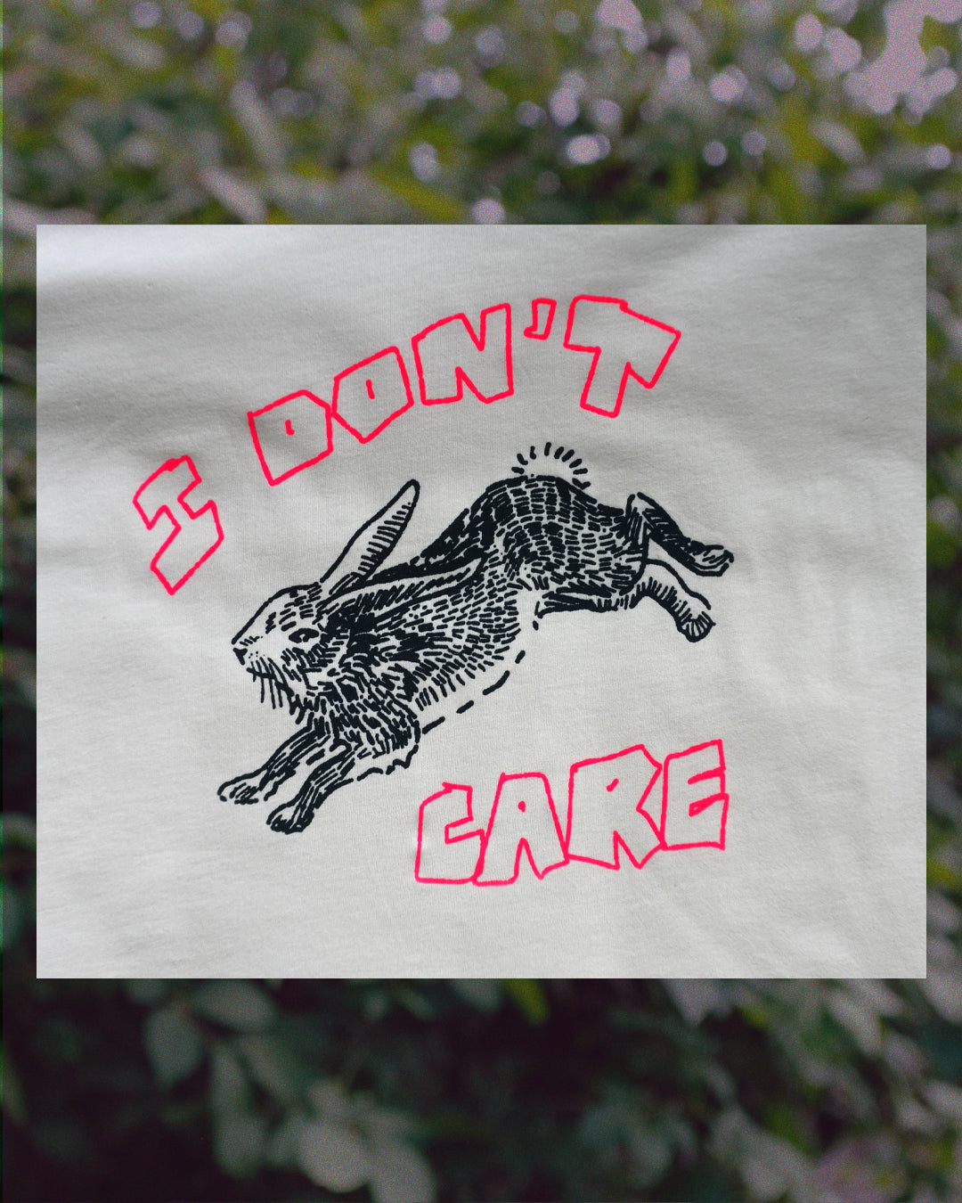 I Don't Care - White Jersey Crop Tee