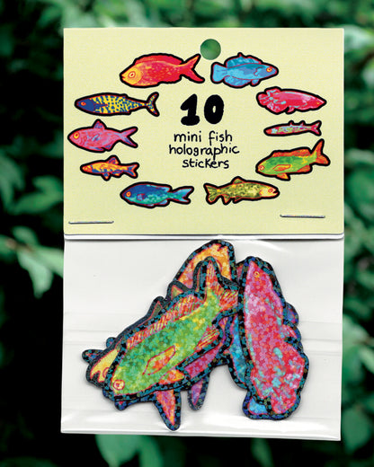 10 fishies - Mini Holographic Stickers