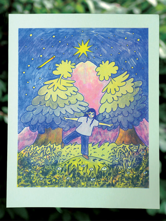 Playing in the forest - Riso Print